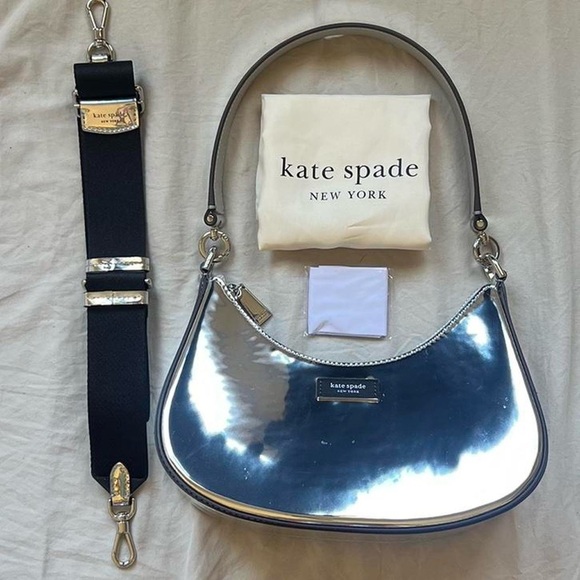 Kate Spade Sam Icon Metallic Silver Shoulder Bag - Picture 2 of 4